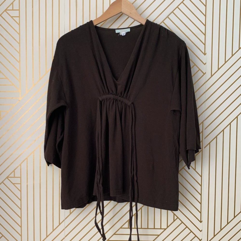 Cadeau Maternity V-neck tie back top Lagenlook boho Jersey modal lagen look M
